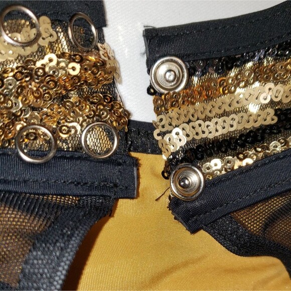 Dance Costume, Jazz, Tap Acro Large Child, Black and Gold - Picture 7 of 11